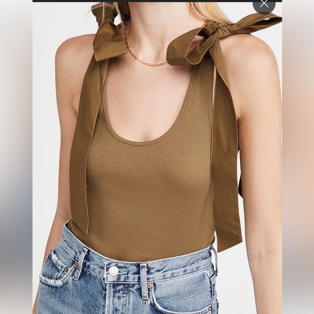 Ulla Johnson Bailey Bow Shoulder Tie Tank Top